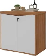 Balcão Para Escritório 74cm 2 Portas Rayly Freijó/Branco A06 - Mpozena