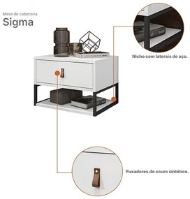 Mesa De Cabeceira Sigma Branco - Casa D Móveis