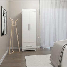 Roupeiro Guarda Roupa 2 Portas Prateleiras Gaveta Branco