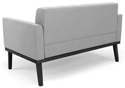 Sofá Namoradeira Base Madeira Preto Ana Suede Cinza - Ibiza