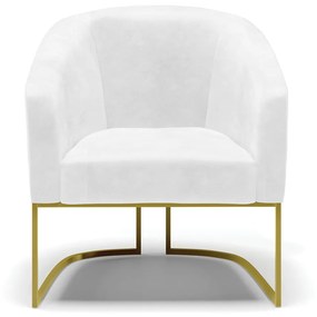 Poltrona Decorativa Industrial Dourado kit 2 Stella Sintético PU  Branco D03 - D'Rossi