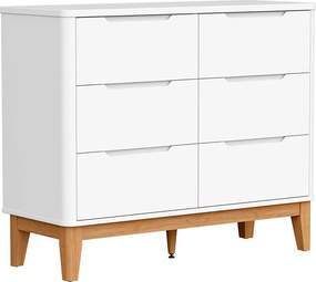 Cômoda Boom 6 Gavetas com Pés Square Mel - Branco Fosco