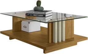 Mesa de Centro Decorativa Tampo em Vidro Gusmao MDP Cumaru/Opala G97 - Gran Belo