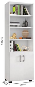 Livreiro Office Brian 02 Portas Pequenas L01 - ADJ DECOR