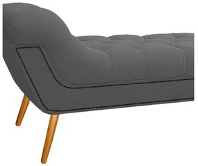 Calçadeira Estofada Veneza 160 cm Queen Size Linho Chumbo - ADJ Decor