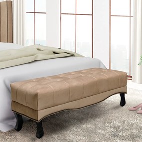 Puff Recamier Retrô Luis Xv Captonê para Quarto Vicenza 140cm Suede S04 - D'Rossi - Bege