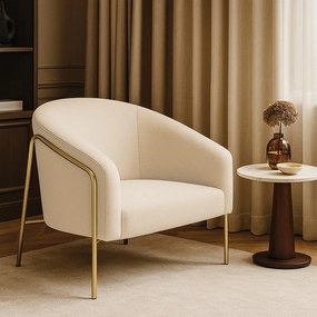 Poltrona Sala Industrial Alta Dourado Stella Bouclê D03 - D'Rossi - Bege