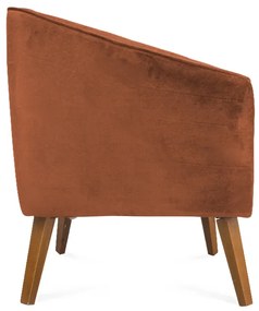 Poltrona Decorativa Dalia Pés de Madeira Veludo Terracota - Sheep Estofados - Terracota