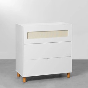 Cômoda Ollie 3 Gavetas com Pés Natural - Branco Fosco