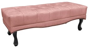 Recamier Decorativo 90cm Loewe Veludo Pés de Madeira Rosa G63 - Gran Belo