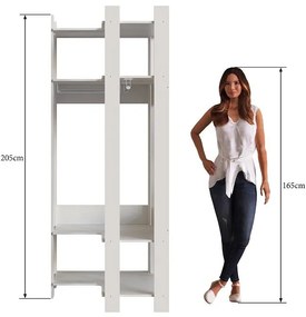Closet de canto com Prateleiras e Cabide Guarda Roupa Off Wh