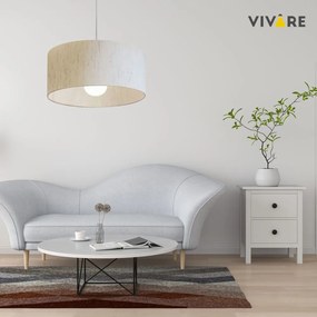 Lustre Pendente Cilíndrico Md-4052 Cúpula em Tecido 50x21cm Linho Bege - Bivolt