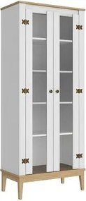 Cristaleira Colonial 75x41x180cm Branco Mel 2 Portas Movelbento