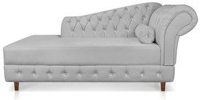 Divã Chesterfield 165 cm Capitonado com Strass Suede D'Rossi - Cinza