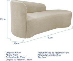 Kit Sofá Curvo França 160cm LD. e Poltrona Luiza Max Conforto, Elegância e Design Moderno Linho