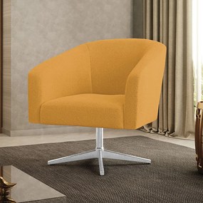Poltrona Decorativa Giratória Cromada Stella Bouclê D03 - D'Rossi - Mostarda