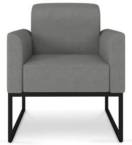 Poltrona Decorativa Isabella Base Industrial Linho Grafite/Preto G19 - Gran Belo