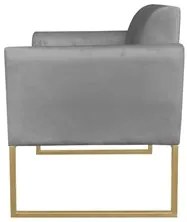 Poltrona Decorativa Base Industrial Dourada Maressa S08 Suede Grafite