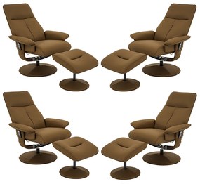 Kit 4 Poltronas de Massagem Arizona Giratória com Apoio de Pés e Reclinável PU Caramelo G56 - Gran Belo