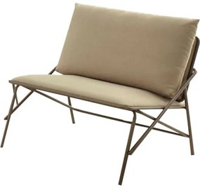 Poltrona Industrial Vini Assento Estofado Bege com Base Aco Cor Ouro Envelhecido -49474 Sun House