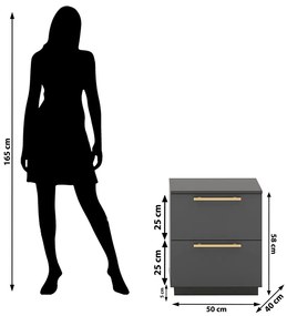 Mesa Cabeceira Quarto 50cm com 2 Gavetas Magna Alasca V01 - D'Rossi