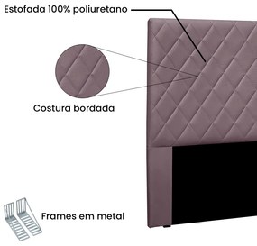 Cabeceira Cama Box Queen 160 cm Dubai Veludo S04 - D'Rossi - Uva