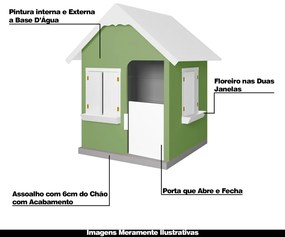Casinha De Brinquedo Com Floreiros MDF Verde/Branco L12 - Gran Belo