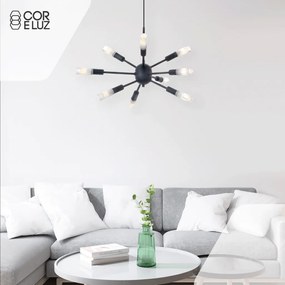 Pendente Flash 58X58X35Cm Sputnik Com Tubo Ponteira Acrílico Metal Alu... (ROSE FOSCO)