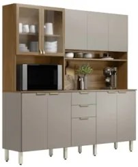 Armário de Cozinha Compacta 198cm Aurea D02 Amêndola/Nude - Mpozenato