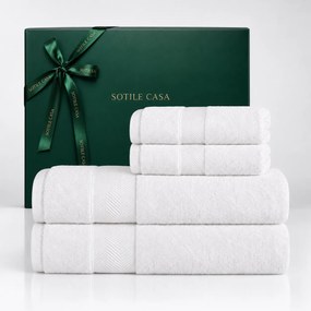 Kit 4 Pçs Toalhas Karsten 100% Algodão Santi c/ Caixa de Presente Natal - Branco Branco
