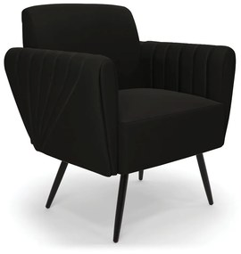 Kit 2 Poltronas Pés Palito de Ferro Bruna Suede D01 - D'Rossi - Preto