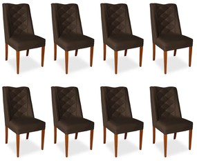 Kit 8 Cadeiras de Jantar Micheli Suede Marrom