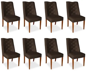 Kit 8 Cadeiras de Jantar Micheli Suede Marrom