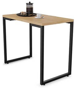 Mesa de Cozinha Industrial Porto Natural 90 cm com 02 Cadeiras Eiffel Preto - D'Rossi