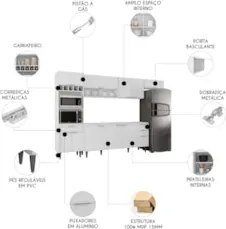 Armário de Cozinha CP04 Para Pia 180cm Pérola Z34 Branco    - Mpozenat