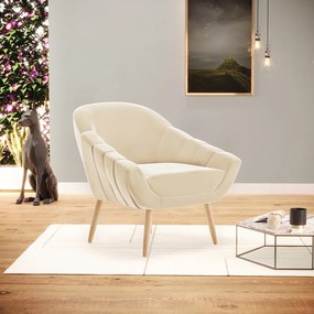 Poltrona Giovana Suede Pés Palito Natural - D'Rossi - Bege