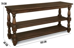 Aparador Mesa Console Para Sala de Estar com Prateleiras Fiore 165x48 Canela G04 - Gran Belo