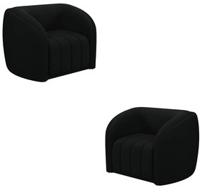 Kit 2 Poltronas Decorativas Sala de Estar Adam Veludo Preto G45 - Gran Belo
