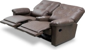 Poltrona Sala de Cinema Reclinável Retrátil Manual 193cm com Porta Copos Visalia Couro Tabaco Manchado G93 - Gran Belo