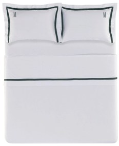 Jogo de Cama Trussardi Cetim 300 Fios Vercelli Branco e Fogli Casal