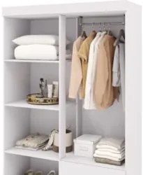 Guarda Roupa Solteiro 103cm Com Espelho Ideal Flex Branco - Vila Rica