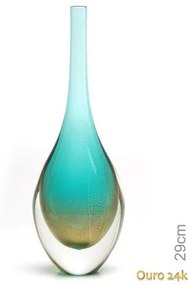 Gota Mini Alta Verde com Ouro Murano Cristais Cadoro