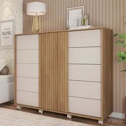 Cômoda Sapateira Com Rodízios Pegasus Buriti/Off White - Caemmun