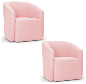 Poltrona Decorativa Orgânica Kit 2 Stella Max Suede D03 - D'Rossi - Rosa Bebê