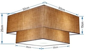 Plafon Duplo Quadrado Md-3022 Cúpula em Tecido 25/50x35cm Palha / Palha - Bivolt