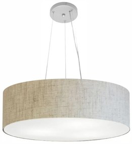 Lustre Pendente Cilíndrico Md-4190 Cúpula em Tecido 55x15cm Rustico Bege - Bivolt