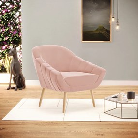 Poltrona Giovana Veludo Pés Palito Natural D03 - D'Rossi - Rose