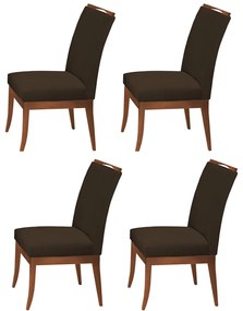 Conjunto 4 Cadeiras Sala de Jantar Lana Veludo Marrom