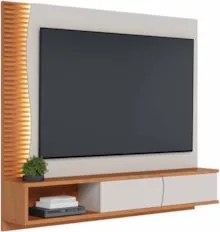 Painel TV 65 Pol e Bancada Suspensa Sintra Off White/Freijó C05 - Mpoz