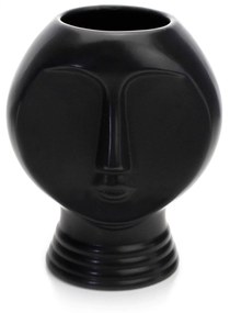 Vaso Decorativo Rosto em Cerâmica Preto 18x14 cm - D'Rossi